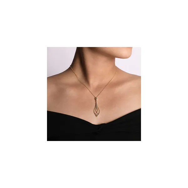 14Kt Yellow Gold Teardrop Pendant with Diamond Accents Image 2 Stambaugh Jewelers Defiance, OH
