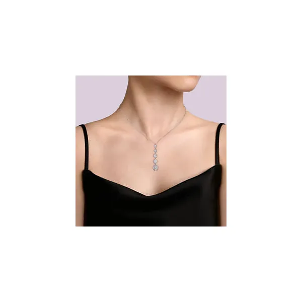 Sterling Silver White Sapphire Long Pendant Necklace Image 2 Stambaugh Jewelers Defiance, OH