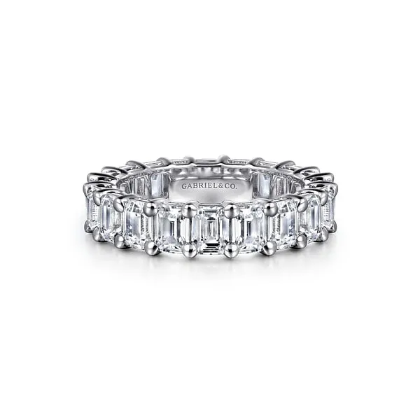 14 Karat White Gold Shared Prong Emerald Cut Diamond Eternity Ring Stambaugh Jewelers Defiance, OH