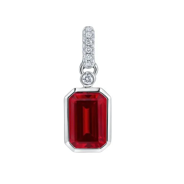 14kt White Gold Chatham® Created Ruby and Diamond Pendant Stambaugh Jewelers Defiance, OH