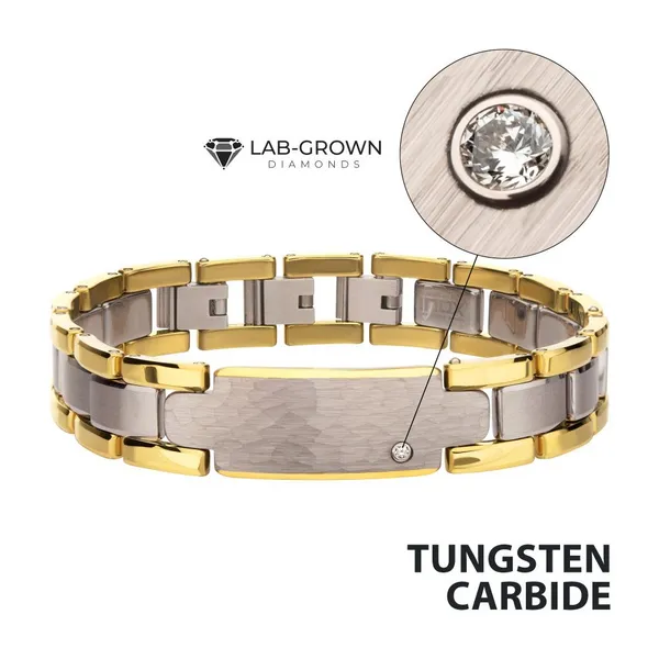 Genuine Lab-Grown Diamond Gold IP Tungsten Carbide Bracelet Image 2 Stambaugh Jewelers Defiance, OH