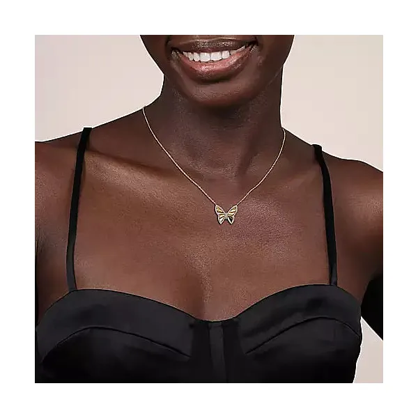 14kt Yellow and White Gold Butterfly Necklace Image 2 Stambaugh Jewelers Defiance, OH