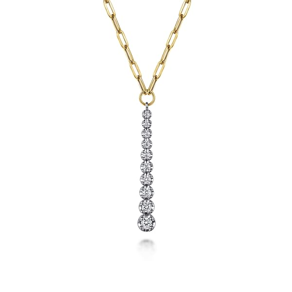 14kt White and Yellow Gold Graduated Diamond Bar Pendant Stambaugh Jewelers Defiance, OH