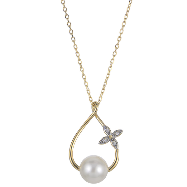 14kt Yellow Gold Freshwater Pearl and Diamond Necklace Stambaugh Jewelers Defiance, OH