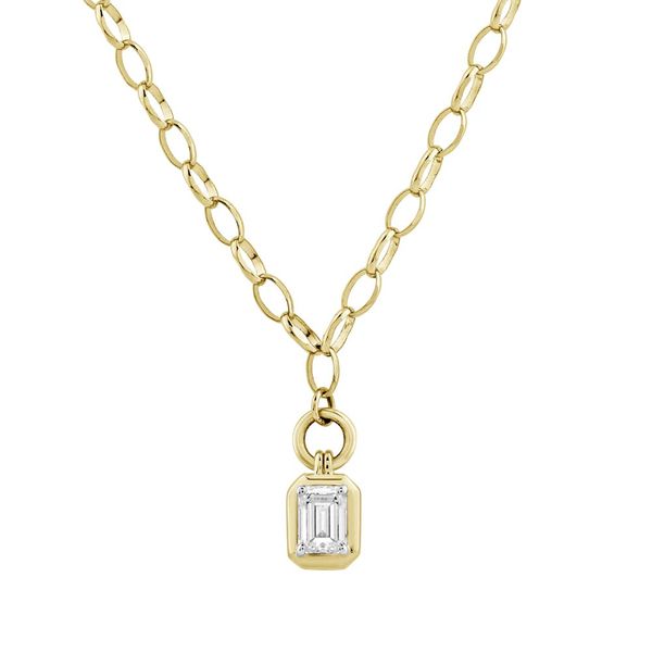 18kt Yellow Gold Emerald Cut Diamond Drop Pendant Stambaugh Jewelers Defiance, OH