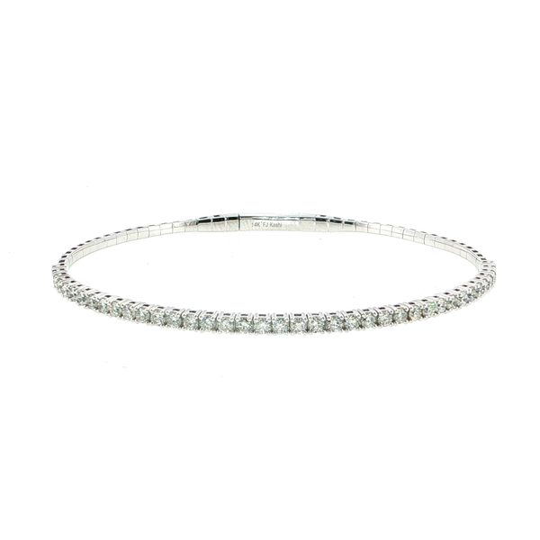 14kt White Gold Flexible Diamond Bangle Bracelet Stambaugh Jewelers Defiance, OH