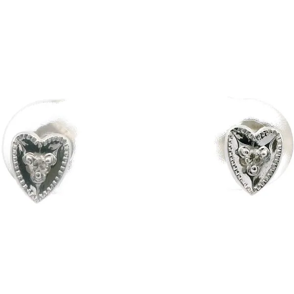 Estate 14kt White Gold and Diamond Heart Earrings Stambaugh Jewelers Defiance, OH