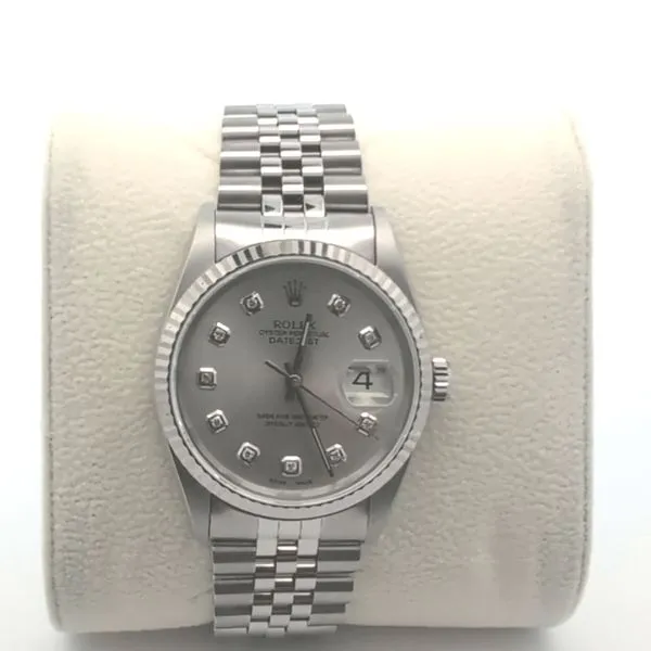 Pre-Owned Rolex with Diamond Dial and Fluted Bezel Image 2 Stambaugh Jewelers Defiance, OH