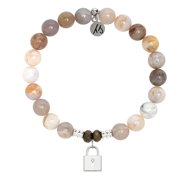 T Jazelle Australian Agate Gemstone Bracelet with Unbreakable Friendship Sterling Silver Charm Stambaugh Jewelers Defiance, OH