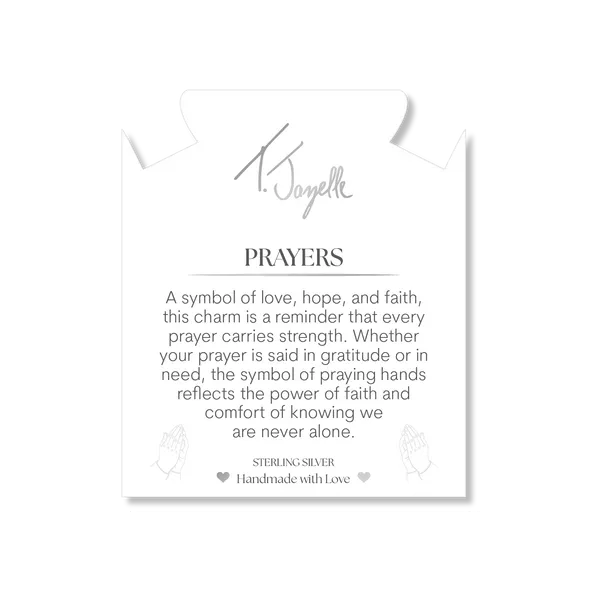 T Jazelle Moonstone Gemstone Bracelet with Prayers CZ Sterling Silver Charm Image 2 Stambaugh Jewelers Defiance, OH