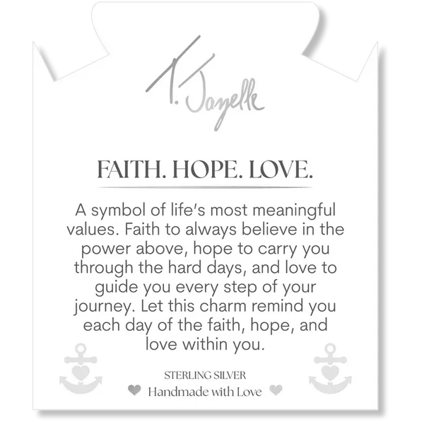 T Jazelle Aqua Agate Gemstone Bracelet with Faith. Hope. Love Sterling Silver Charm Image 2 Stambaugh Jewelers Defiance, OH