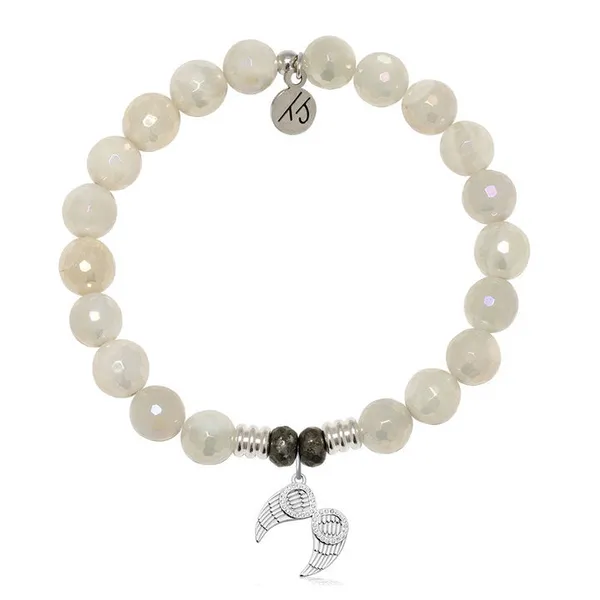 T Jazelle Moonstone Gemstone Bracelet with Infinite Protection Sterling Silver Charm Stambaugh Jewelers Defiance, OH