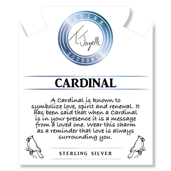 T Jazelle Cherry Jade Gemstone Bracelet with Garnet Cardinal CZ Sterling Silver Charm Image 2 Stambaugh Jewelers Defiance, OH