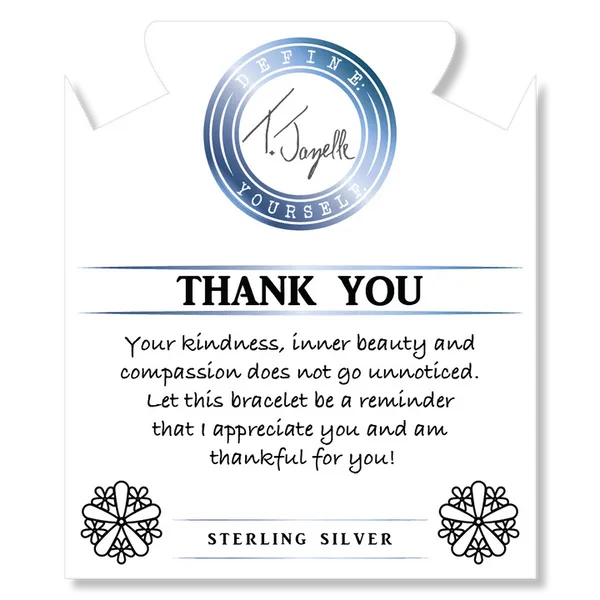 T Jazelle Larimar Gemstone Bracelet with Thank You Flower Sterling Silver Charm Image 2 Stambaugh Jewelers Defiance, OH