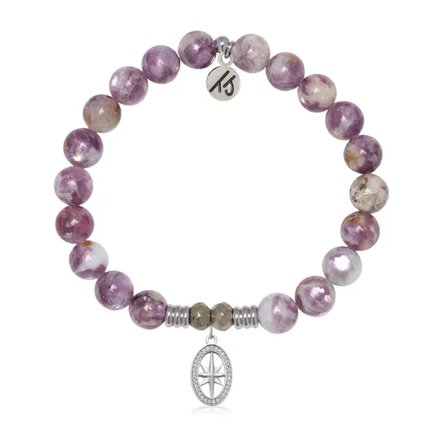 T Jazelle Lepidolite Quartz Gemstone Bracelet with Unstoppable Sterling Silver Charm Stambaugh Jewelers Defiance, OH