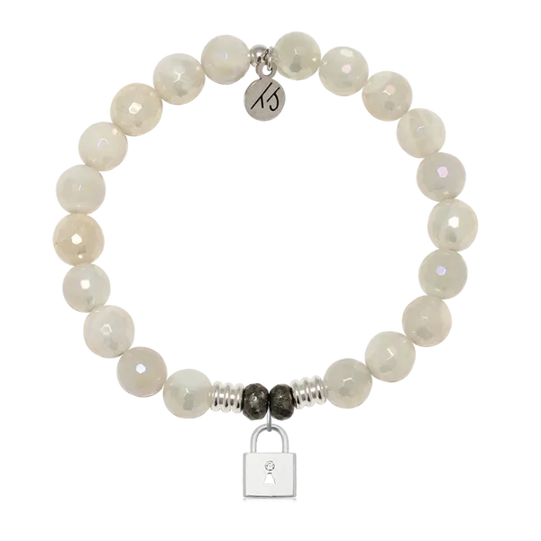 T Jazelle Moonstone Gemstone Bracelet with Unbreakable Friendship Sterling Silver Charm Stambaugh Jewelers Defiance, OH
