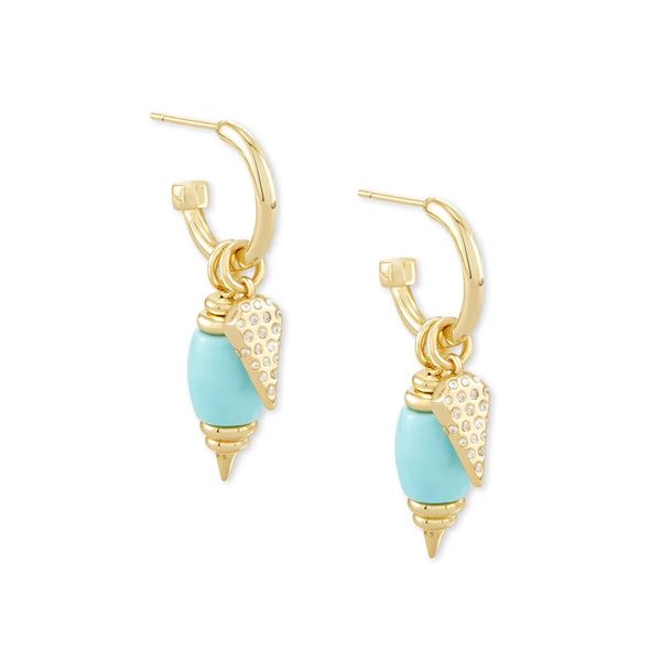 Demi Gold Huggie Earrings In Light Blue Magnesite by Kendra Scott Stambaugh Jewelers Defiance, OH
