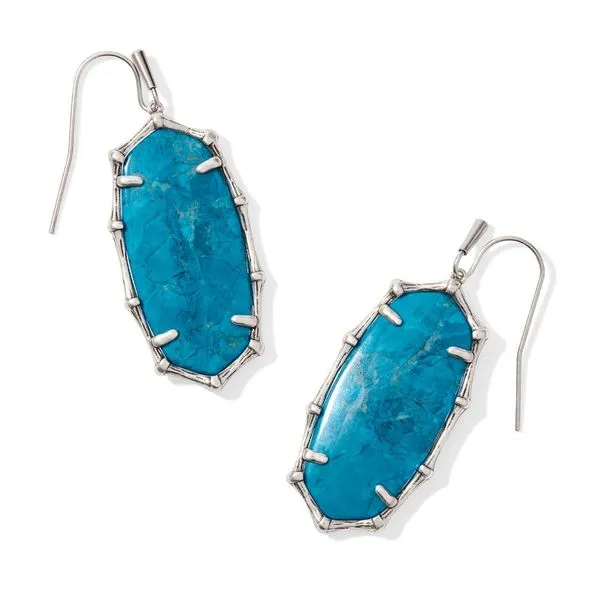 Kendra Scott Elle Vintage Silver Bamboo Frame Indigo Magnesite Drop Earrings Stambaugh Jewelers Defiance, OH