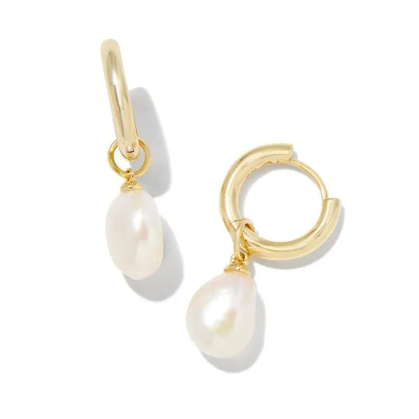 Kendra Scott Willa Pearl Huggie Earrings Stambaugh Jewelers Defiance, OH