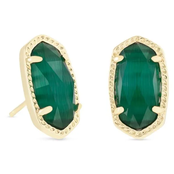 Kendra Scott Ellie Stud Earrings Gold Emerald Cats Eye Stambaugh Jewelers Defiance, OH