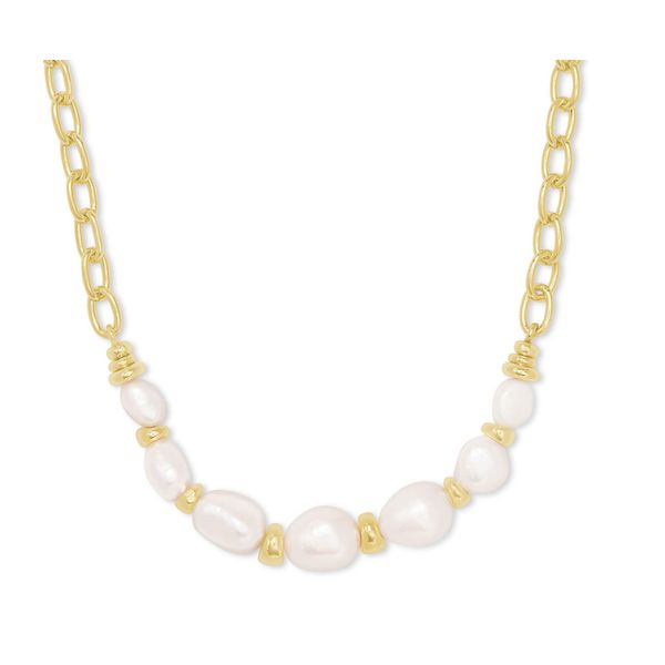 Demi Gold Chain Necklace In White Baroque Pearl by Kendra Scott Stambaugh Jewelers Defiance, OH