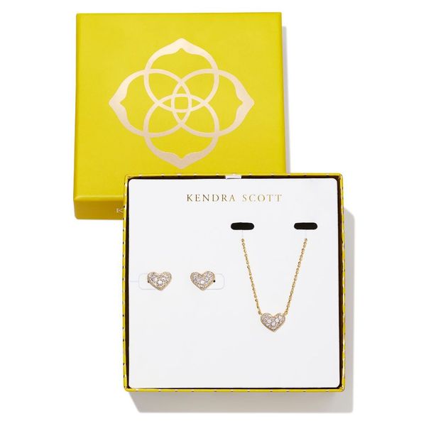 Kendra Scott Ari Pave Heart Pendant and Earring Set Stambaugh Jewelers Defiance, OH