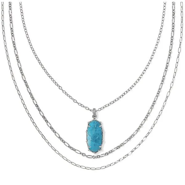 Kendra Scott Elle Vintage Silver Bamboo Frame Triple Strand Indigo Magnesite Necklace Stambaugh Jewelers Defiance, OH