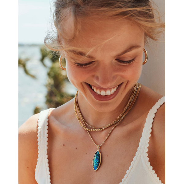 Kendra Scott Ophelia Gold and Abalone Shell Long Necklace Image 3 Stambaugh Jewelers Defiance, OH