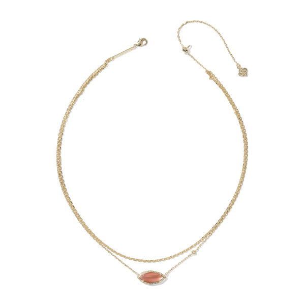 Kendra Scott Ophelia Multi-Gold Strand Neccklace with Burnt Orange MOP Image 2 Stambaugh Jewelers Defiance, OH