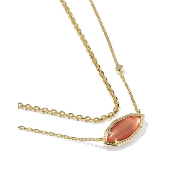 Kendra Scott Ophelia Multi-Gold Strand Neccklace with Burnt Orange MOP Image 3 Stambaugh Jewelers Defiance, OH