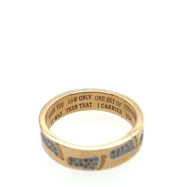 14KT Yellow Gold Footprint Religious Quote Diamond Ring 0.37 CTW Image 2 Storey Jewelers Gonzales, TX