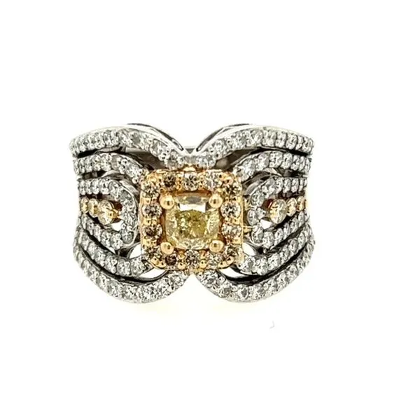 14KT White and Yellow Gold Fashion Diamond Ring With Fancy Yellow Diamond Center 1.57 CTW Storey Jewelers Gonzales, TX