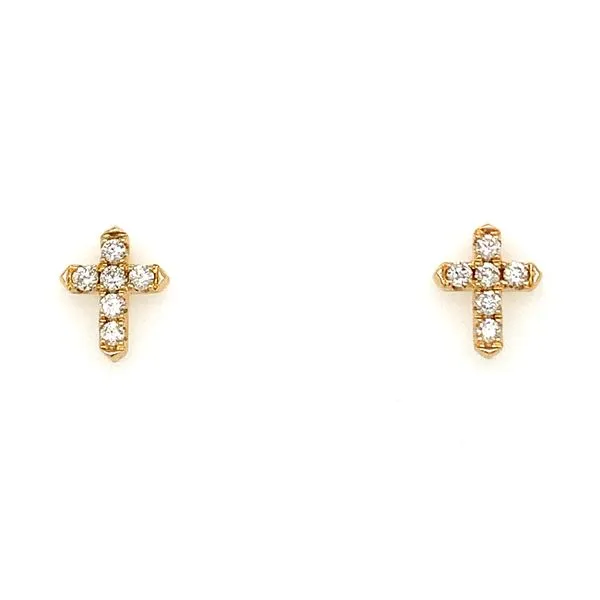 14KT Yellow Gold Stud Diamond Cross Earrings 0.22CTW Storey Jewelers Gonzales, TX