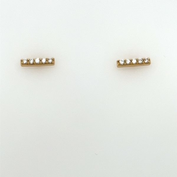 14KT Yellow Gold Diamond Bar Earrings 0.13 CTW Storey Jewelers Gonzales, TX