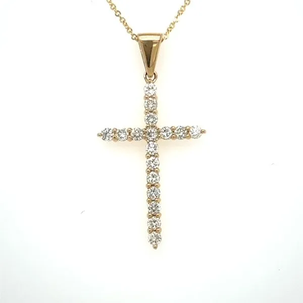 14KT Yellow Gold Diamond Cross Pendant With Chain 0.53 CTW Storey Jewelers Gonzales, TX