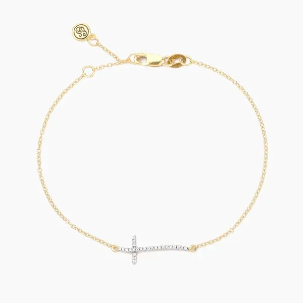 14KT Yellow Gold/Sterling Silver Criss Cross Diamond Bracelet 0.05 CTW Storey Jewelers Gonzales, TX