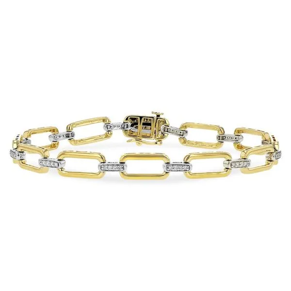 14KT Yellow and White Gold Open Link Diamond Bracelet 0.25 CTW, 7
