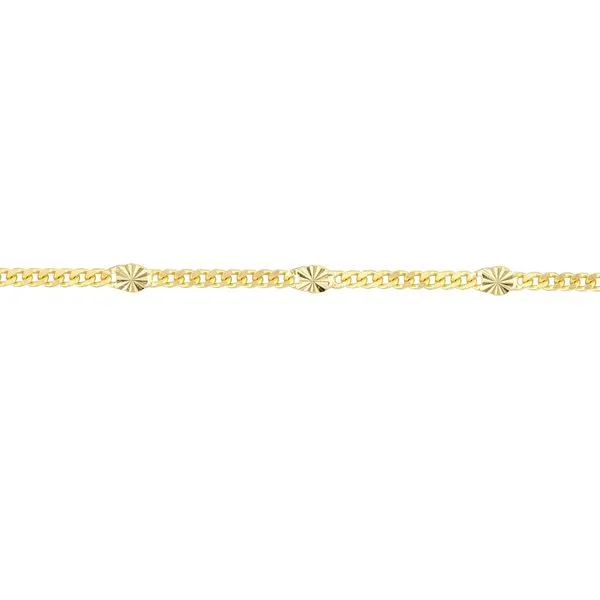 14KT Yellow Gold .95mm Curb Adjustable Anklet Image 2 Storey Jewelers Gonzales, TX