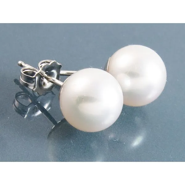 14K Round 9mm Cultured Pearl Stud Earrings Studio D Jewelers Woodstock, IL