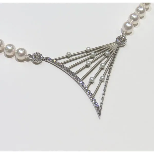 Cultured Pearl and Diamond neck Piece Image 3 Studio D Jewelers Woodstock, IL
