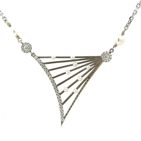 Cultured Pearl and Diamond neck Piece Image 4 Studio D Jewelers Woodstock, IL