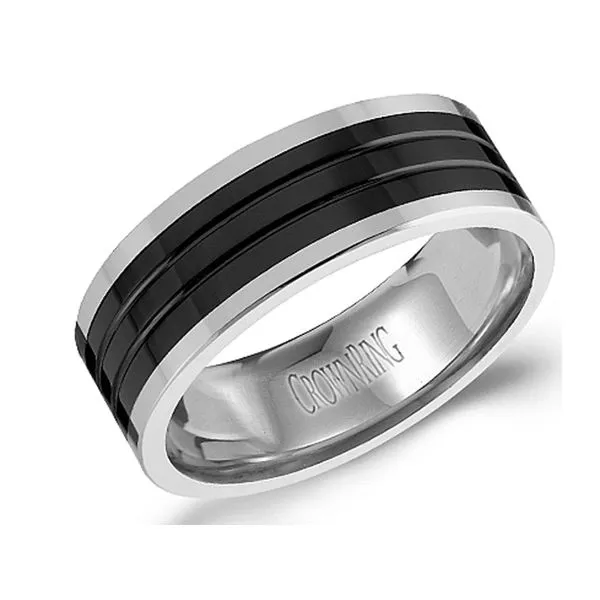 Torque 8mm Tungsten Black CeramicRing Studio D Jewelers Woodstock, IL