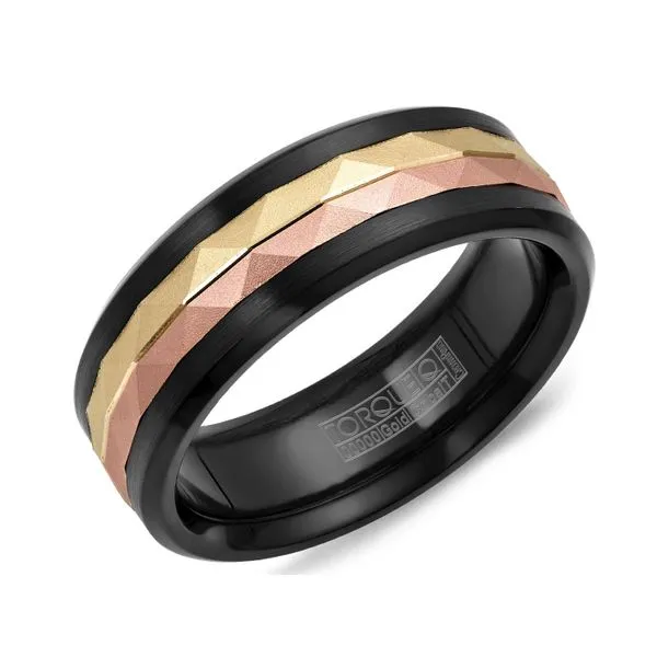Torque 14K Rose & Yellow Black Cobalt Ring Studio D Jewelers Woodstock, IL