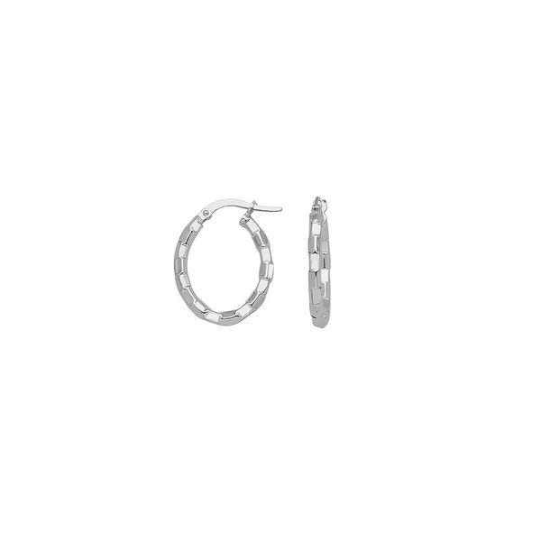 14K White Gold Twisted Baby Hoop Earrings SVS Fine Jewelry Oceanside, NY