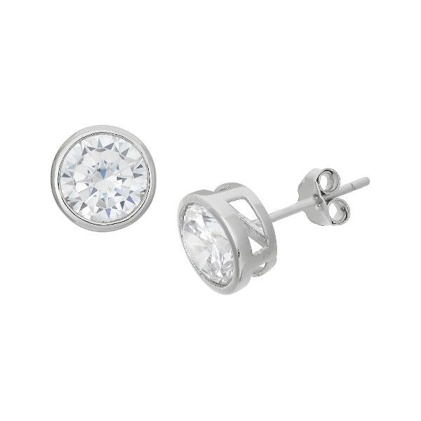 14K White Gold CZ Studs SVS Fine Jewelry Oceanside, NY