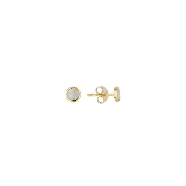 Yellow Gold Pearl Enamel Stud Earrings SVS Fine Jewelry Oceanside, NY