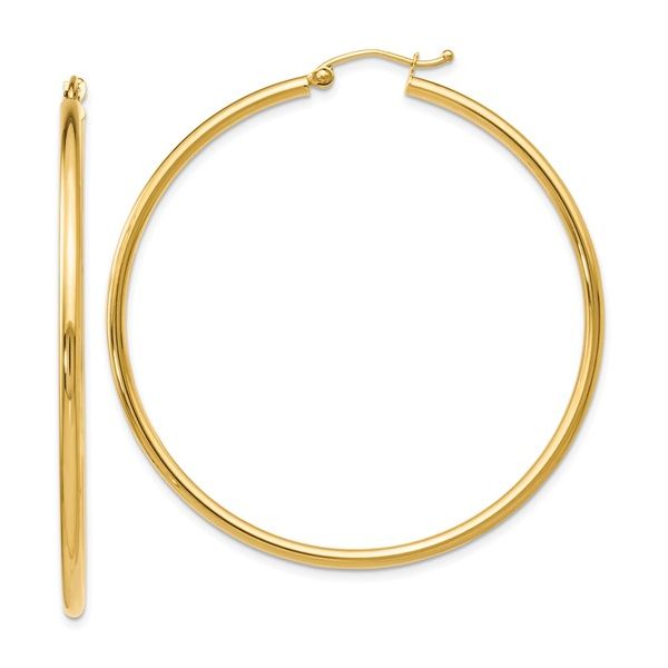 14K Yellow Gold Polished 2 mm Hoop Earrings SVS Fine Jewelry Oceanside, NY