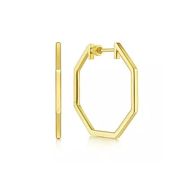Gabriel & Co. Contemporary Yellow Gold Hoop Earrings SVS Fine Jewelry Oceanside, NY