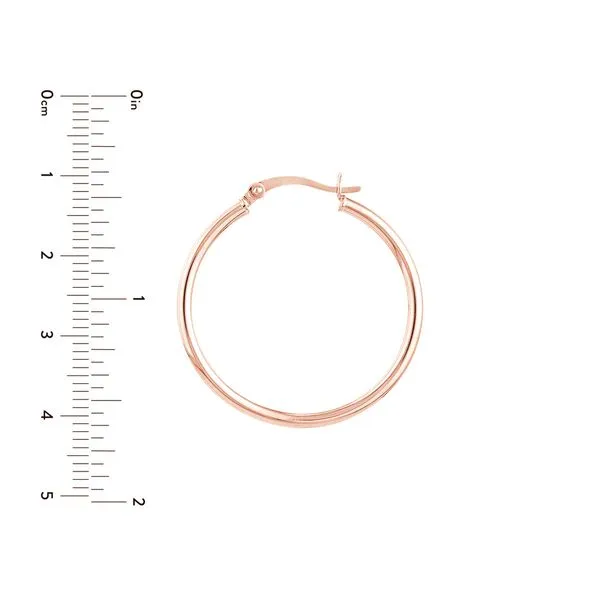 Rose Gold Polished Hoop Earrings- 30mm Image 3 SVS Fine Jewelry Oceanside, NY