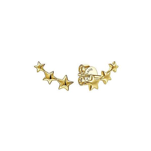 Gabriel & Co. Contemporary Yellow Gold Stars Stud Earrings SVS Fine Jewelry Oceanside, NY